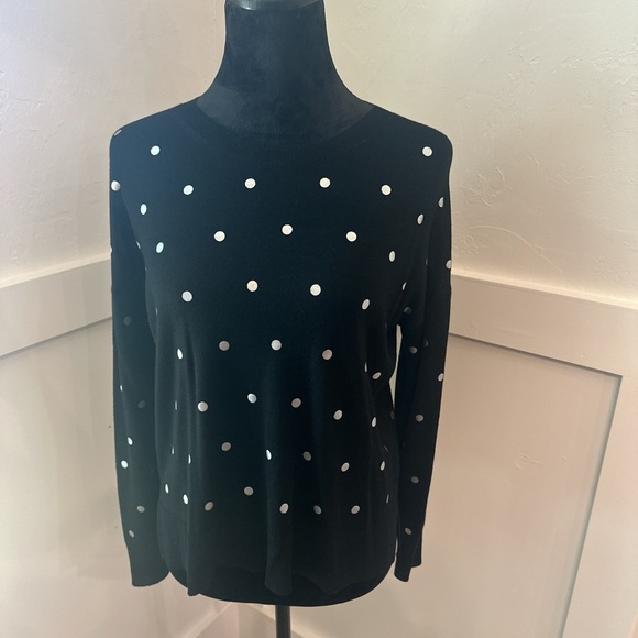 Zara Black and Silver Crew Neck Sweater with Polka Dots - Picture 1 of 3